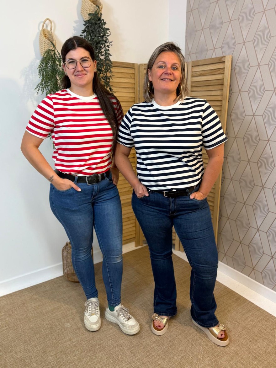 Tee-Shirt Marinière Curvy Bleu Marine Coton Stretch | Marina & Paloma