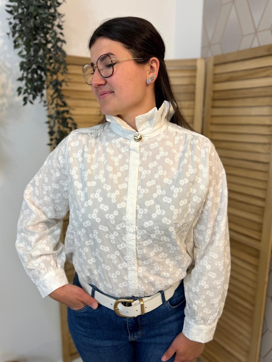 Chemise brodée col volant It Hippie coton blanc bohème chic | Marina & Paloma