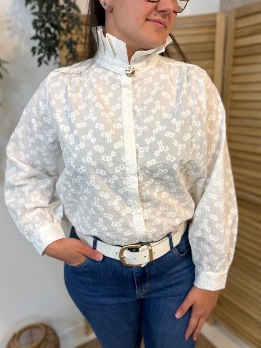 Chemise brodée col volant It Hippie coton blanc bohème chic | Marina & Paloma