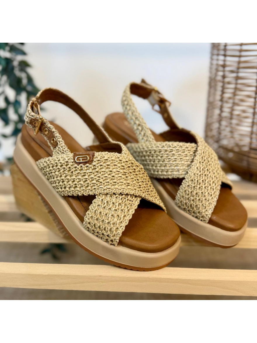 Nu-pied Tamaris 28224 plateforme raphia beige | Marina & Paloma