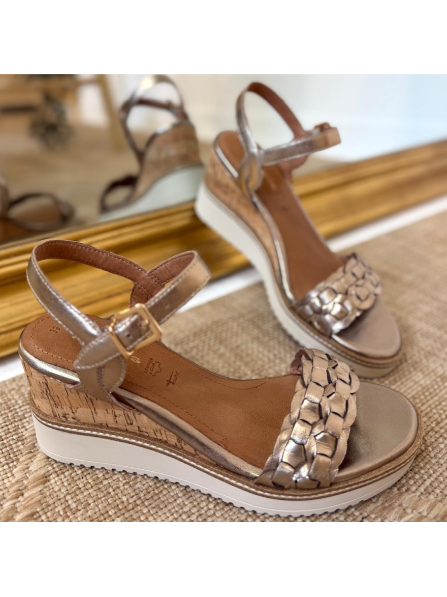 Nu-Pied Compensé Bronze Tressé en promo | Marina & Paloma