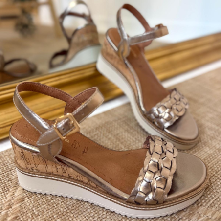 Nu-Pied Compensé Bronze Tressé en promo | Marina & Paloma