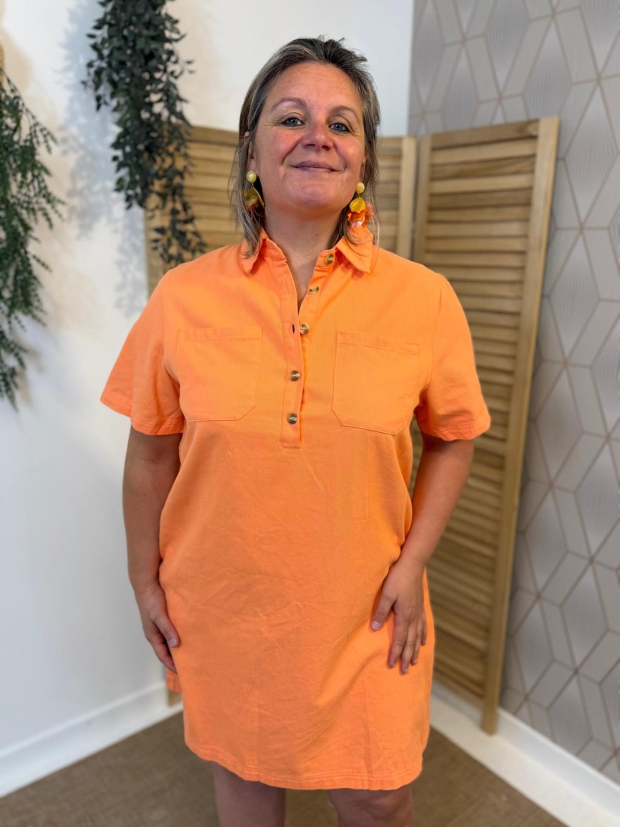 Robe Orange Clair Grande Taille Maëlle Femme | Marina & Paloma
