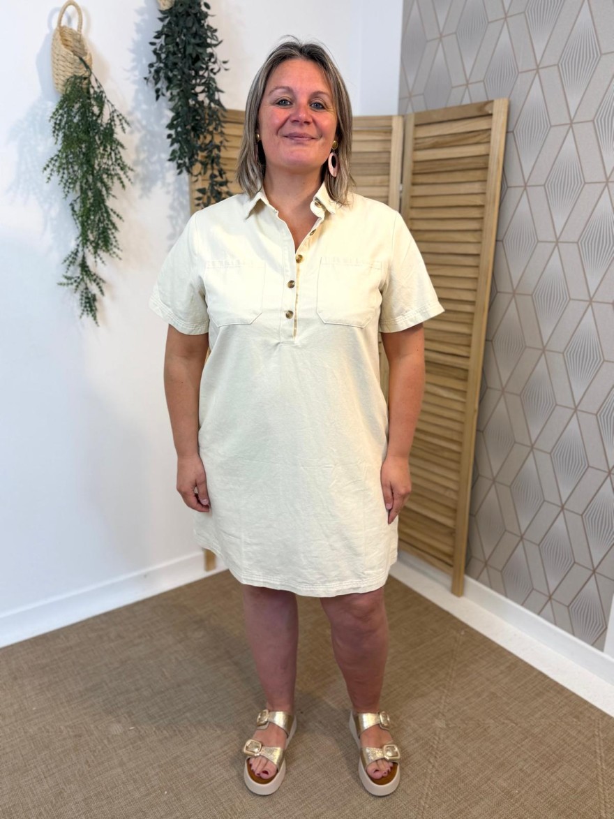 Robe Beige Maëlle Grande Taille Coton | Marina & Paloma Femme