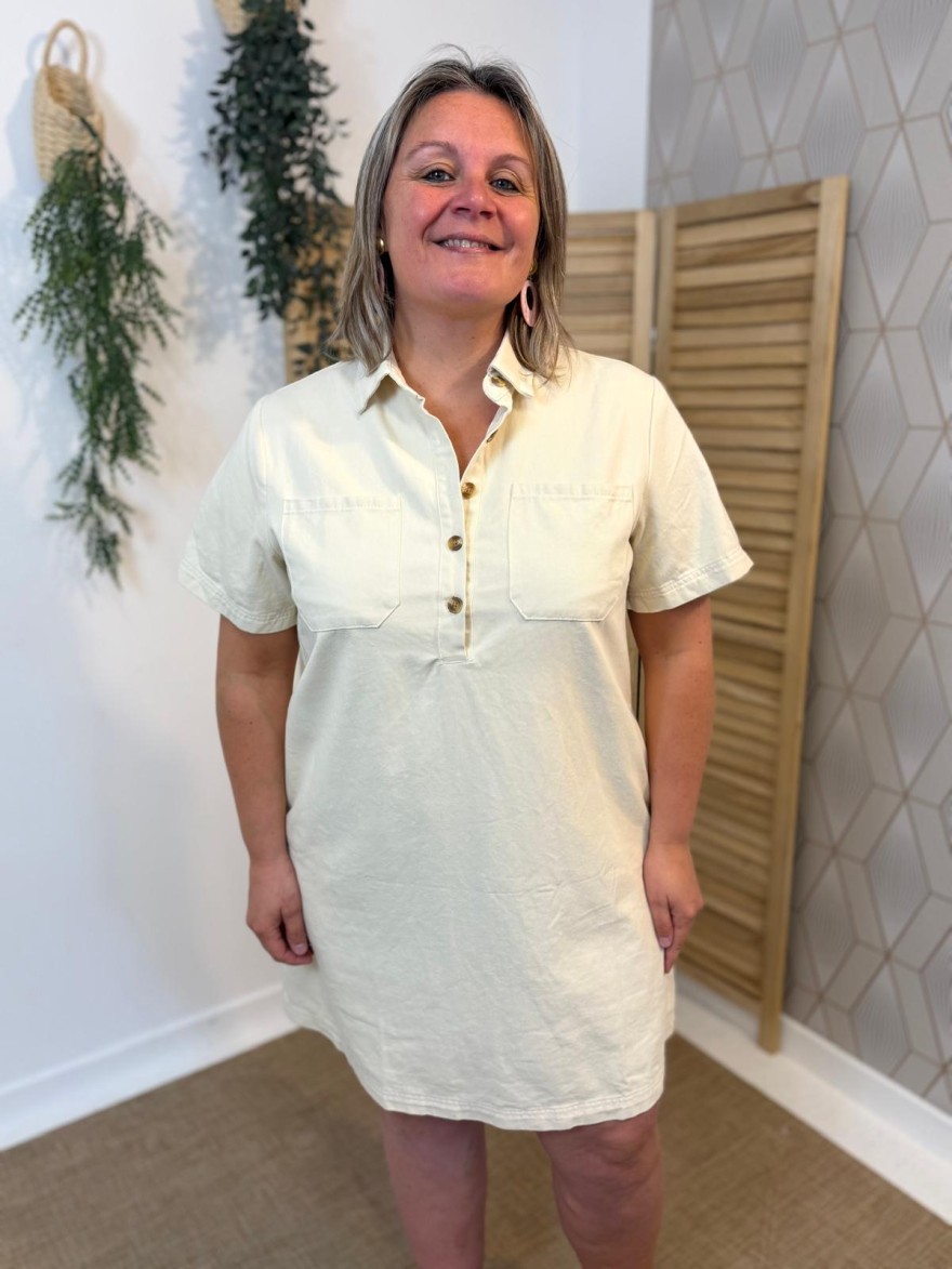 Robe Beige Maëlle Grande Taille Coton | Marina & Paloma Femme