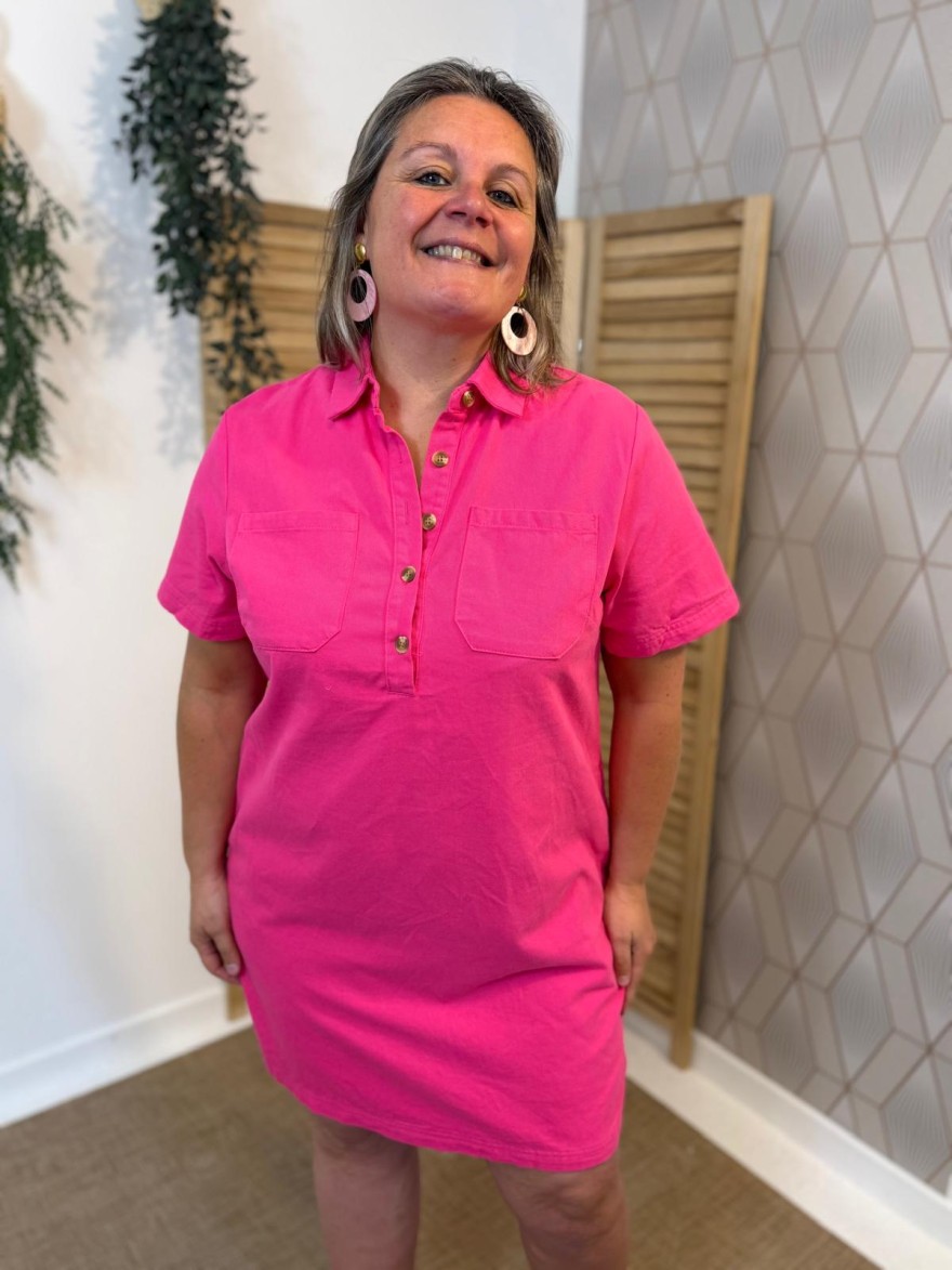 Robe Fuchsia Grande Taille Maëlle Coton Femme | Marina & Paloma
