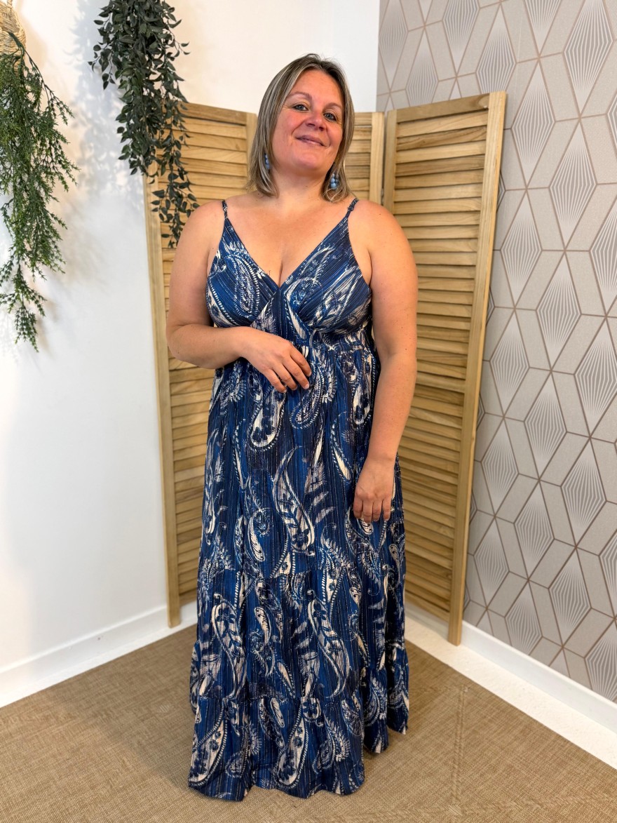 Robe Longue Bretelle Bleue By One Femme | Marina & Paloma