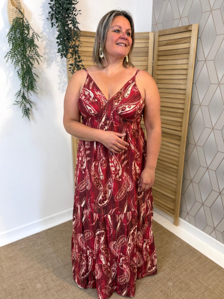 Robe Longue Bretelle Rouge Grande Taille By One Femme | Marina & Paloma