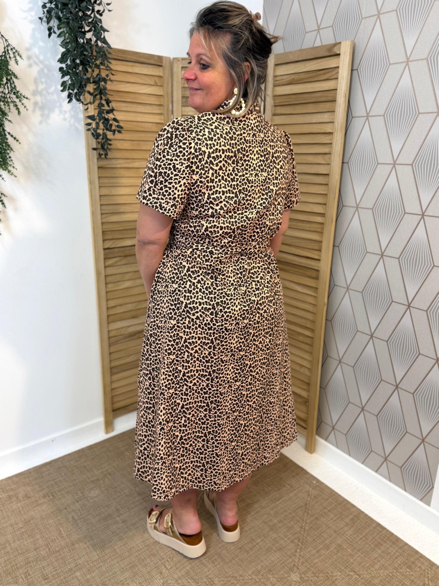 Robe Longue Léopard Ceinture Grande Taille | Marina & Paloma
