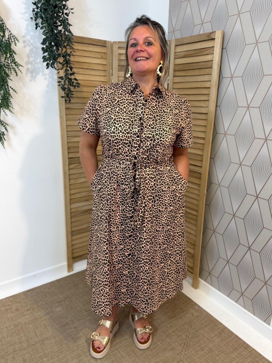 Robe Longue Léopard Ceinture Grande Taille | Marina & Paloma