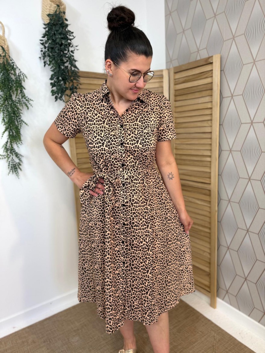 Robe Léopard Longue Ceinture Femme | Marina & Paloma