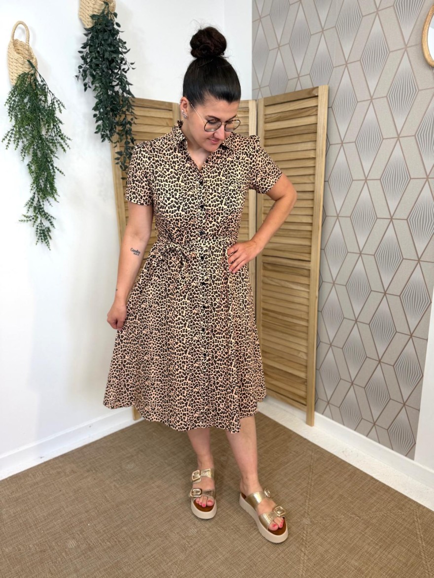 Robe Léopard Longue Ceinture Femme | Marina & Paloma