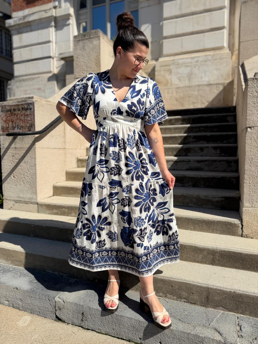 Robe Longue Manche Courte By One Femme | Marina & Paloma