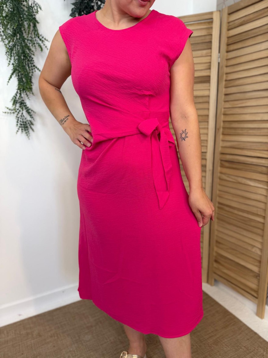 Robe Longue Fuschia à Nouer Taille | Marina & Paloma
