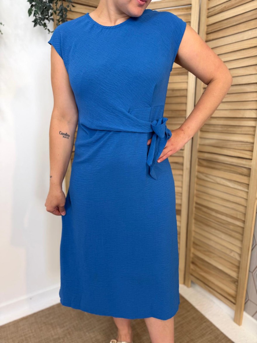 Robe Longue Bleu Roi à Nouer Taille | Marina & Paloma