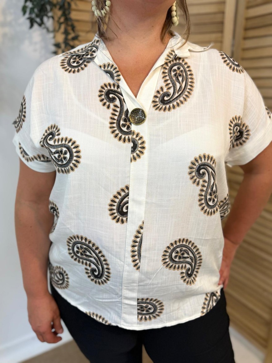 Haut Grande Taille Fluide Noir & Marron | Marina & Paloma