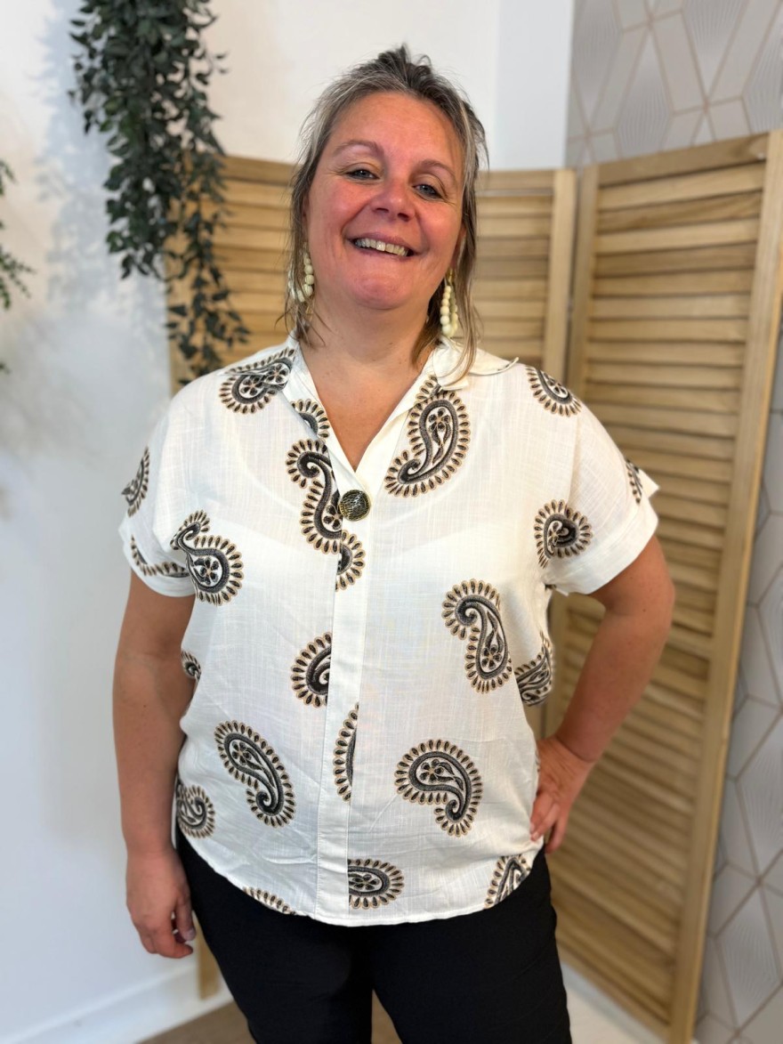 Haut Grande Taille Fluide Noir & Marron | Marina & Paloma