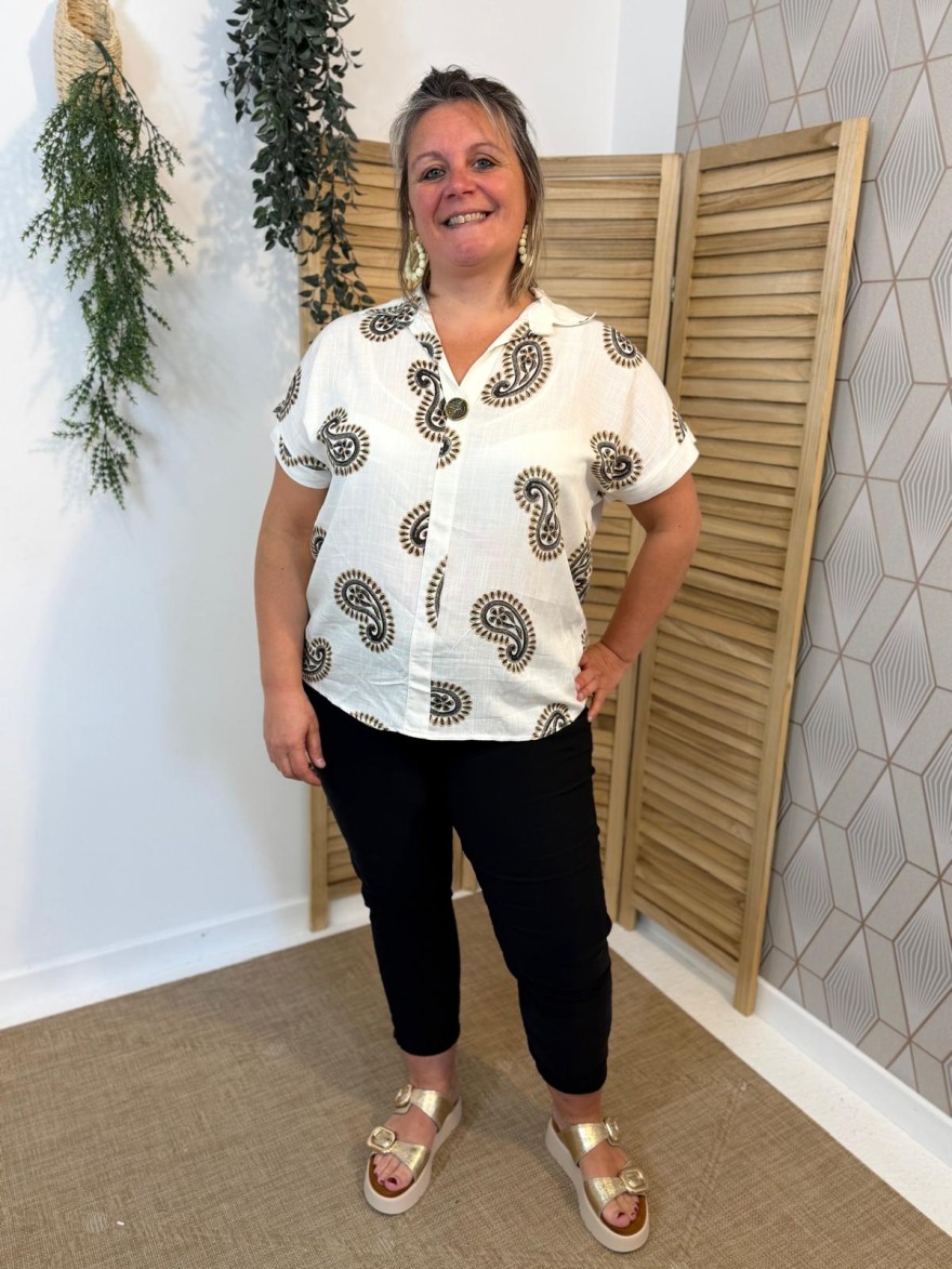 Haut Grande Taille Fluide Noir & Marron | Marina & Paloma