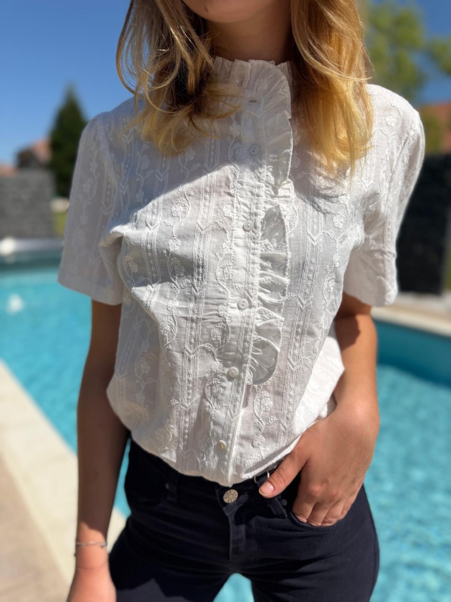 Chemisier Broderie Blanc Coton Femme Chic | Marina & Paloma