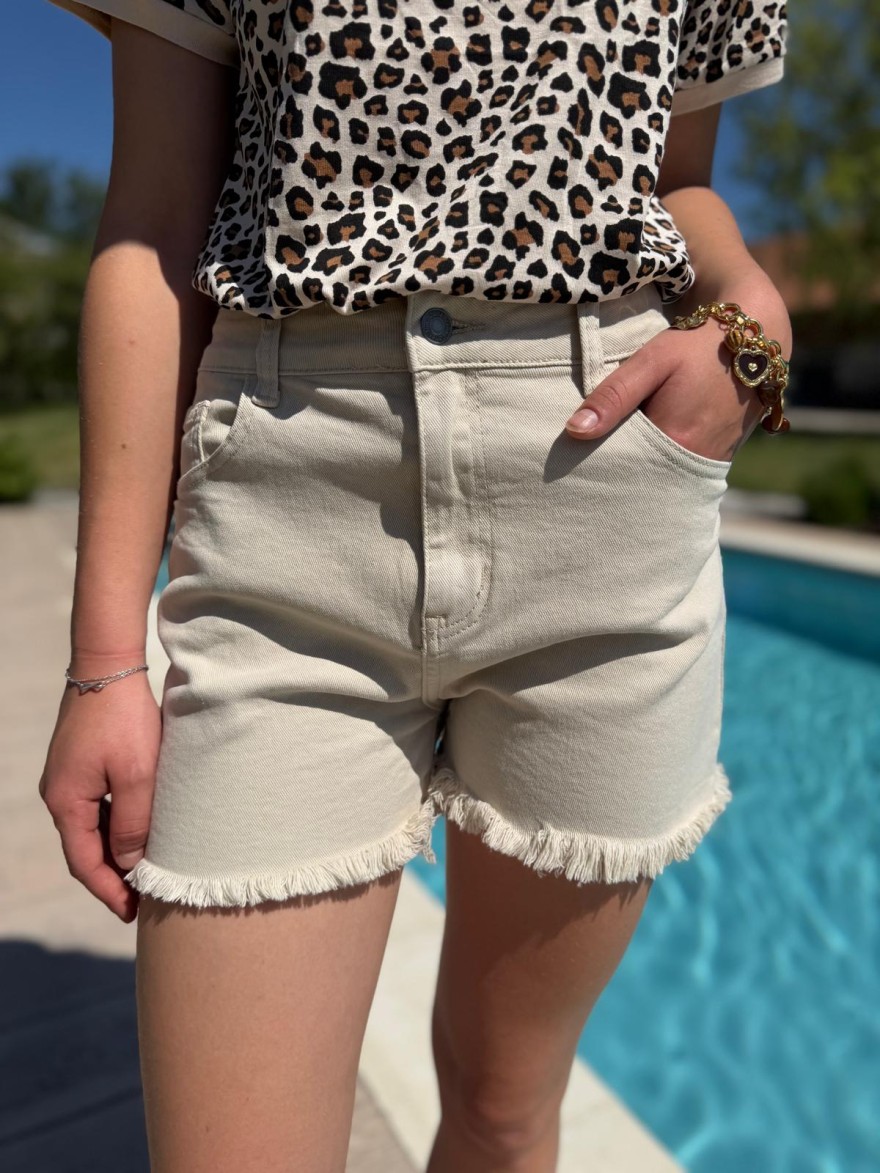 Short Beige Nina Carter Taille Haute Été | Marina & Paloma Femme