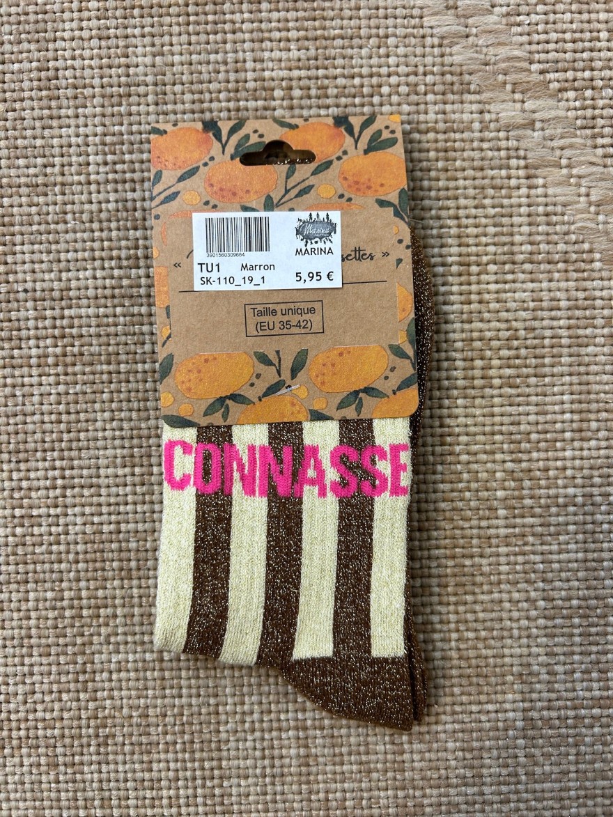 Chaussettes Connasse Rayées Pailletées | Marina & Paloma