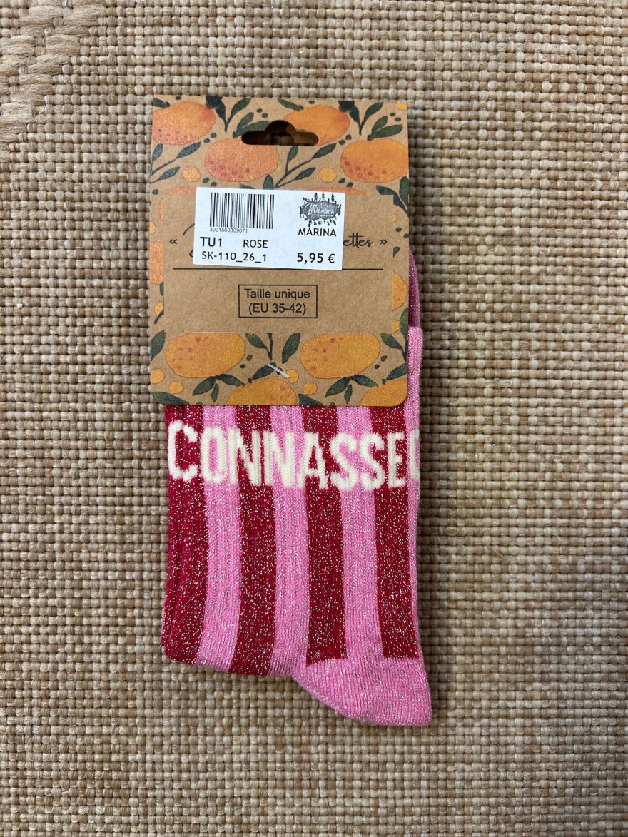Chaussettes Connasse Rayées Pailletées | Marina & Paloma