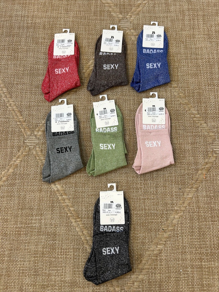 Chaussettes Badass Sexy Pailletées Femme | Marina & Paloma