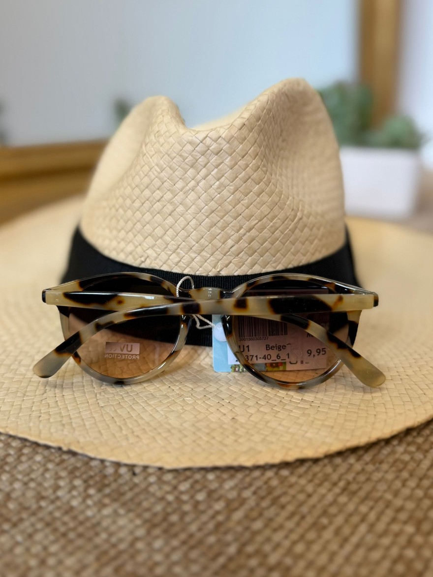 Lunettes de Soleil Rondes Écaille Beige Femme | Marina & Paloma