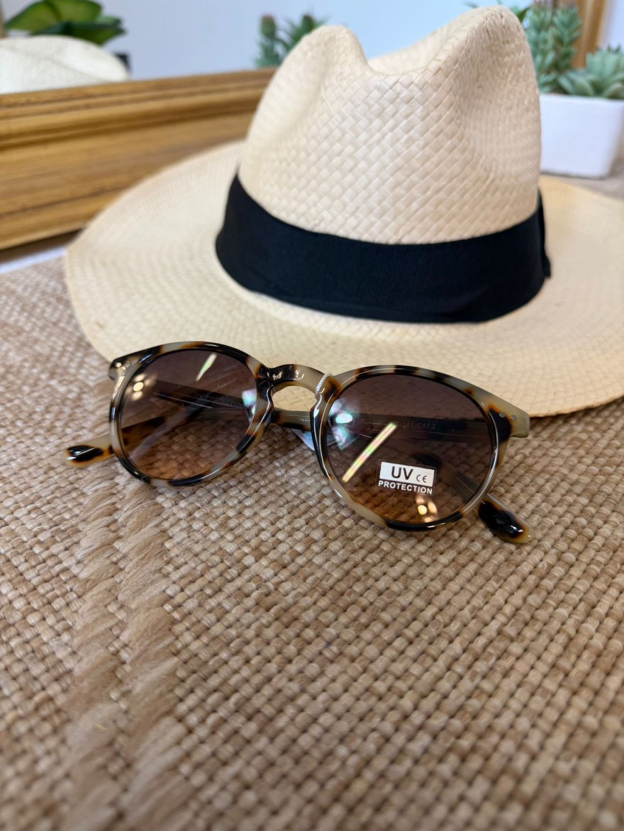 Lunettes de Soleil Rondes Écaille Beige Femme | Marina & Paloma