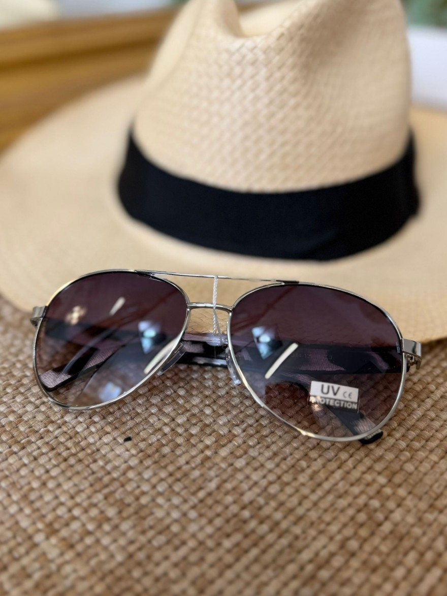 Lunettes de Soleil Aviateur Femme Argentées | Marina & Paloma
