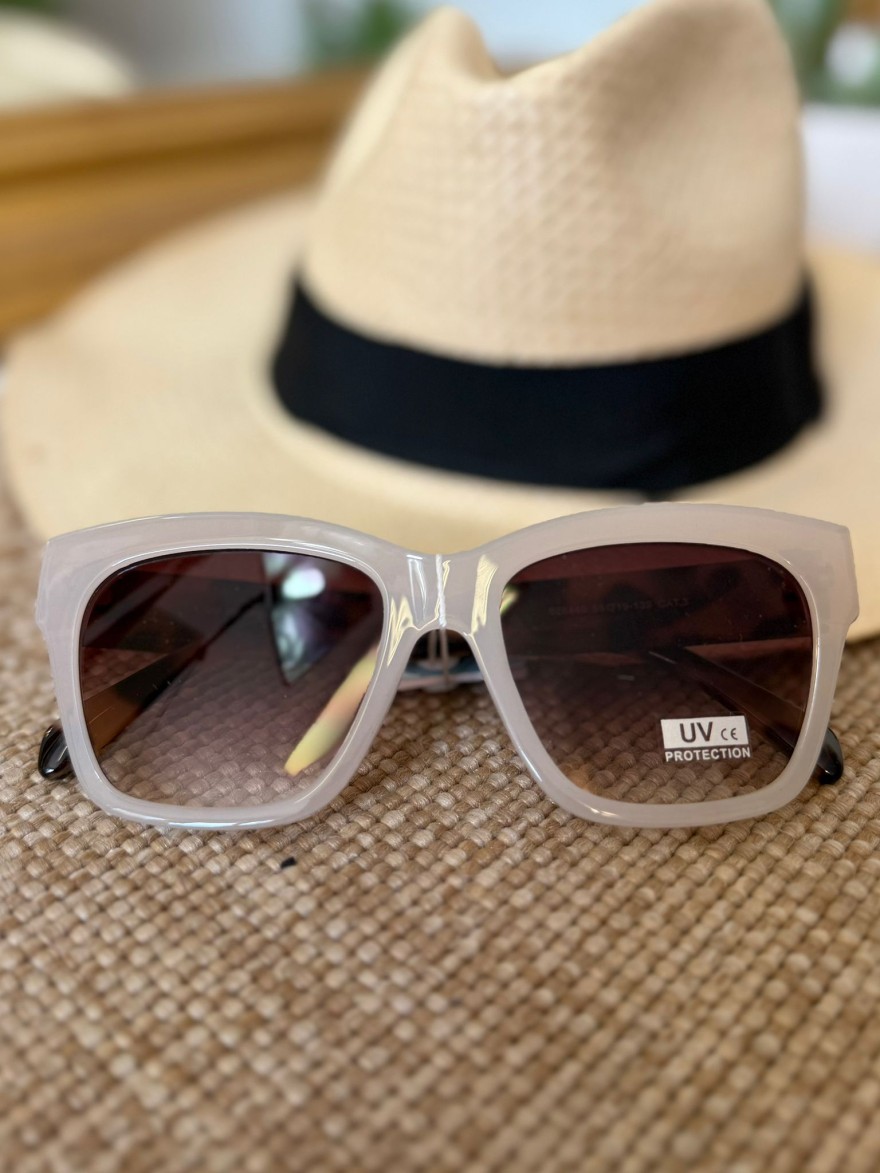 Lunettes de Soleil Carrées Écru Femme Tendance | Marina & Paloma