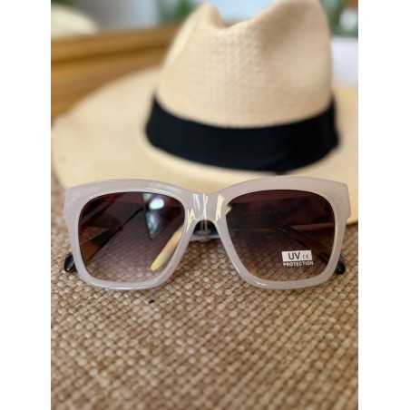 Lunettes de Soleil Carrées Écru Femme Tendance | Marina & Paloma