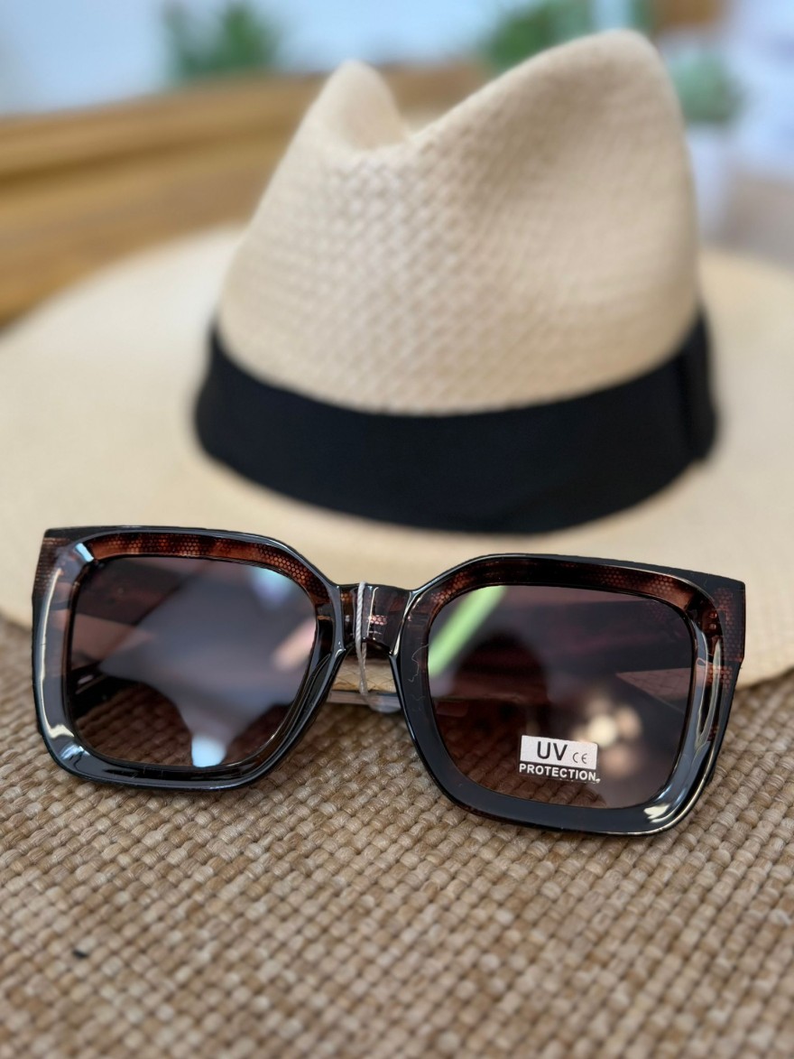 Lunettes de Soleil Carrées Marron Femme Tendance | Marina & Paloma