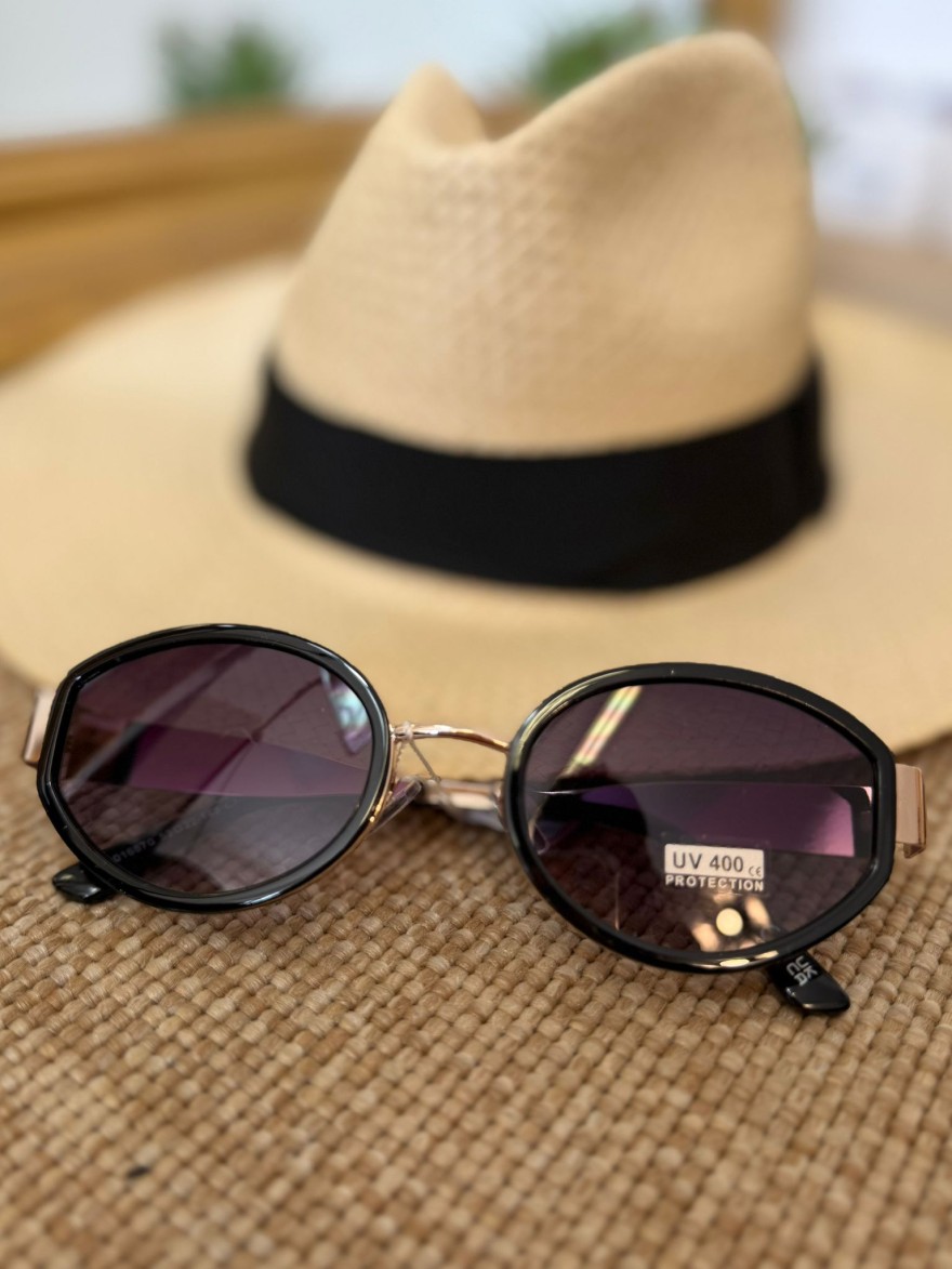 Lunettes de Soleil Ovales Noires Femme Vintage Chic | Marina & Paloma