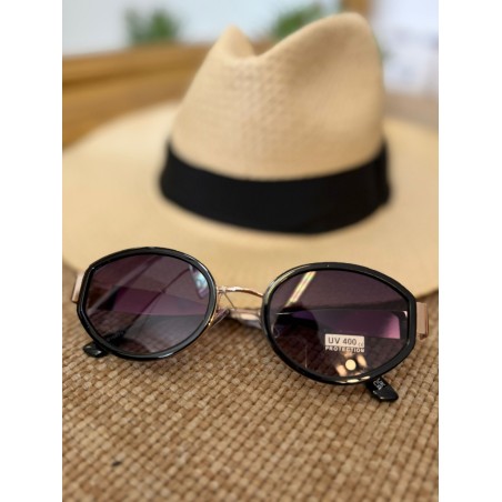 Lunettes de Soleil Ovales Noires Femme Vintage Chic | Marina & Paloma