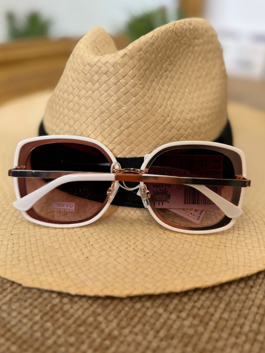 Lunettes de Soleil Carrées Blanches Femme Tendance | Marina & Paloma