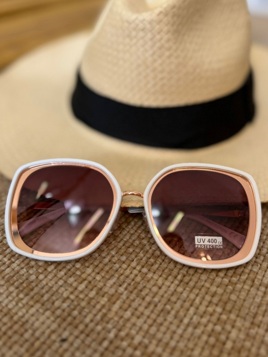 Lunettes de Soleil Carrées Blanches Femme Tendance | Marina & Paloma