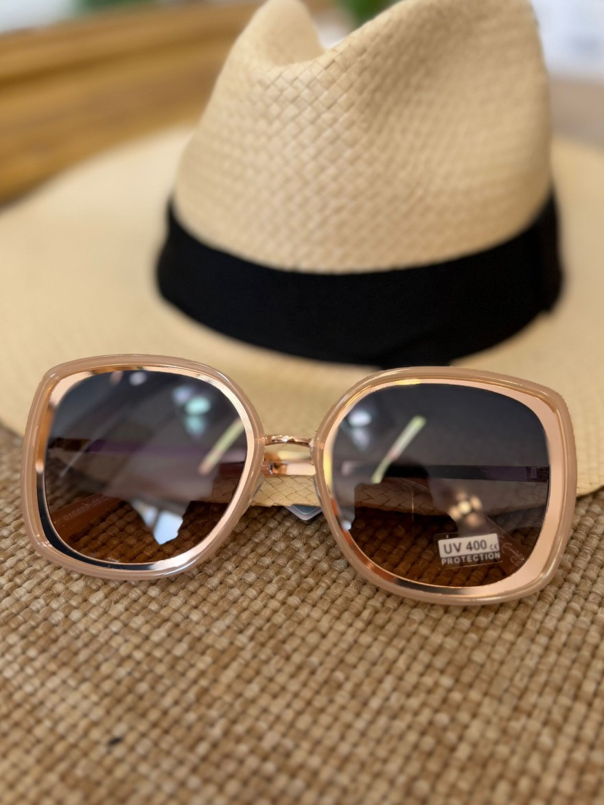 Lunettes de Soleil Carrées Beige Femme Chic | Marina & Paloma