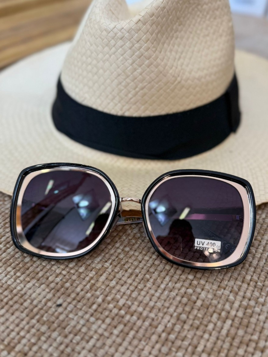 Lunettes de Soleil Carrées Noires Femme Chic | Marina & Paloma