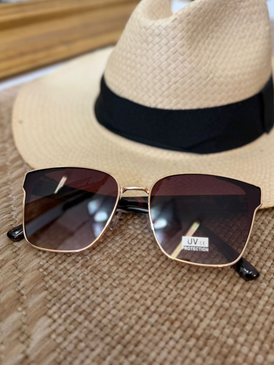 Lunettes de Soleil Écaille Femme Carrées Dorées | Marina & Paloma