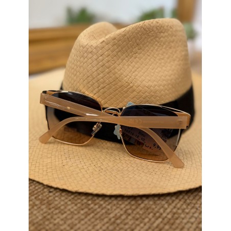 Lunettes de Soleil Bleues Femme Carrées Dorées | Marina & Paloma