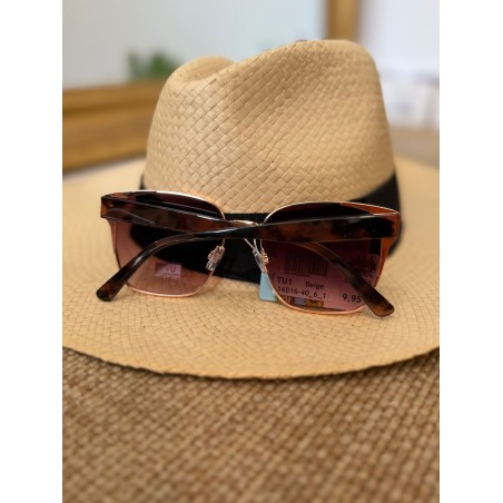 Lunettes de Soleil Beige Femme Carrées Dorées | Marina & Paloma