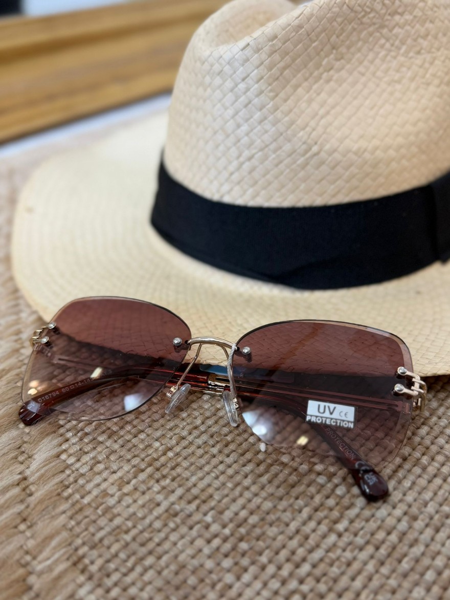 Lunettes de Soleil Sans Monture Marron Femme | Marina & Paloma