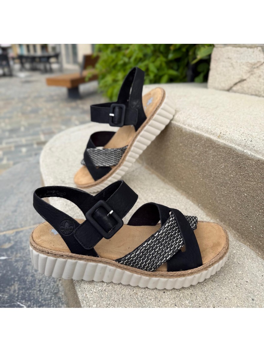 Nu-pied Rieker 69269-00 noir tressé confort Antistress | Marina & Paloma
