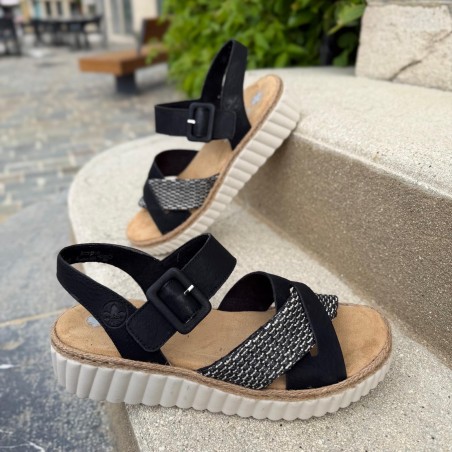 Nu-pied Rieker 69269-00 noir tressé confort Antistress | Marina & Paloma