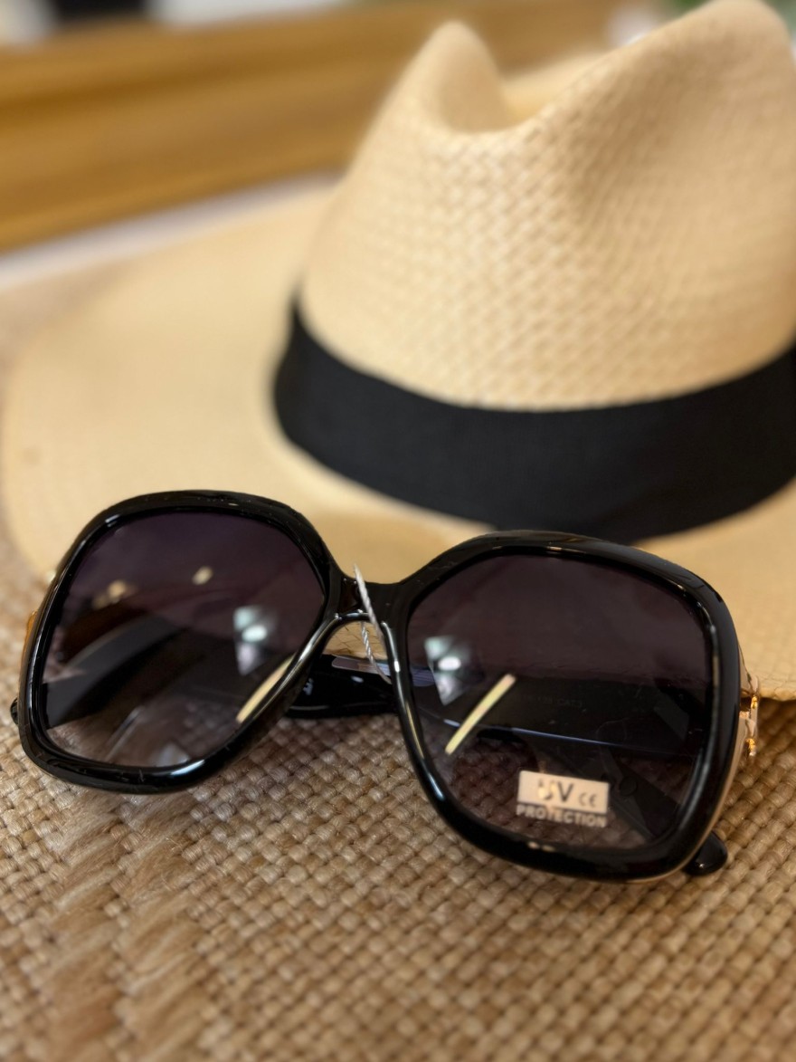 Lunettes de Soleil Oversize Noires Femme Vintage | Marina & Paloma