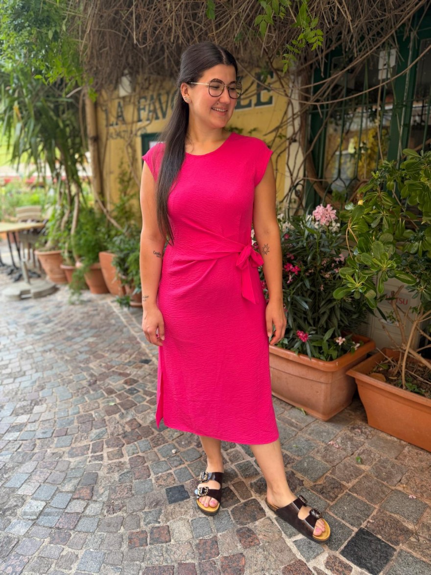 Robe Longue Fuschia à Nouer Taille | Marina & Paloma