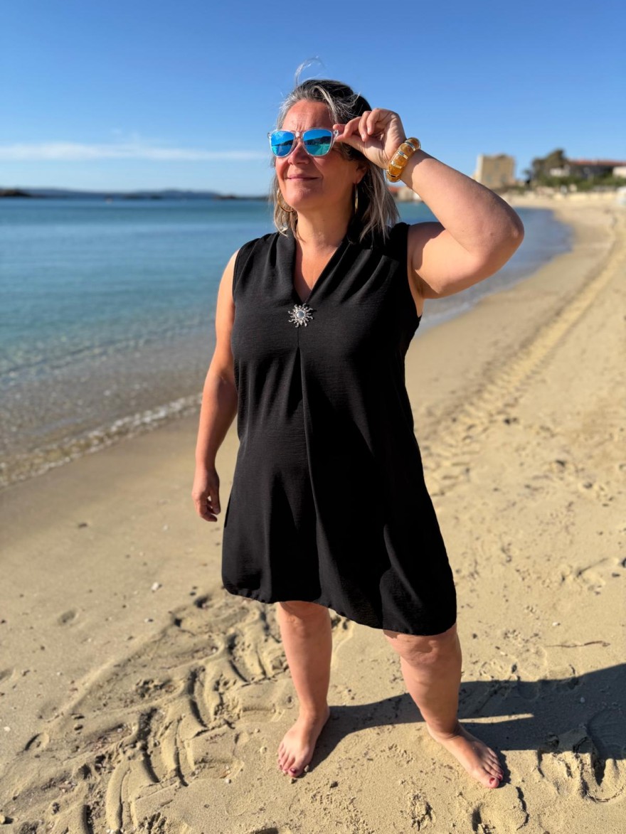 Robe Fluide Femme avec Broche Soleil | Marina & Paloma