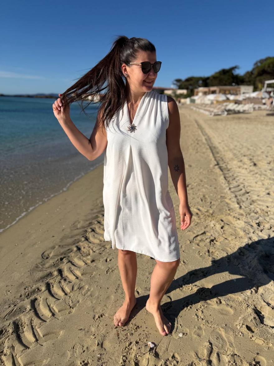 Robe Fluide Femme avec Broche Soleil | Marina & Paloma