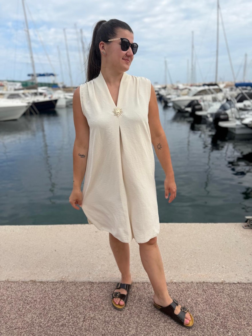 Robe Fluide Femme avec Broche Soleil | Marina & Paloma
